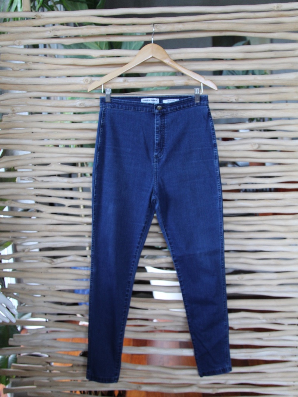 American Apparel Gently Used High-Waisted Skinny Stretch Dark Denim Easy Jeans